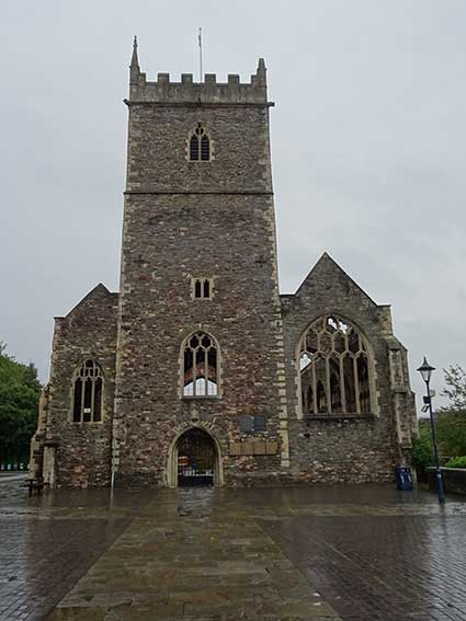 Bombed church exterior