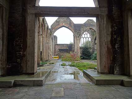 Bombed church interior