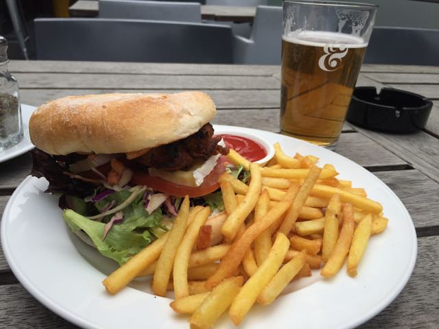 Brie on a chicken burger