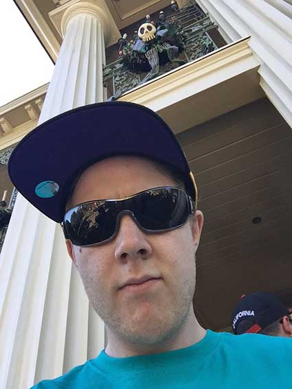 Michael outside the Haunted Mansion
