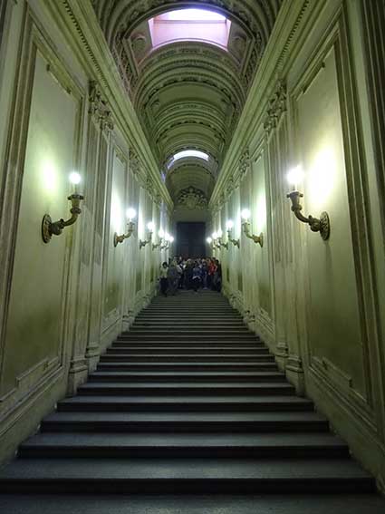 Bottom of the stairs outside the Sistine Chapel
